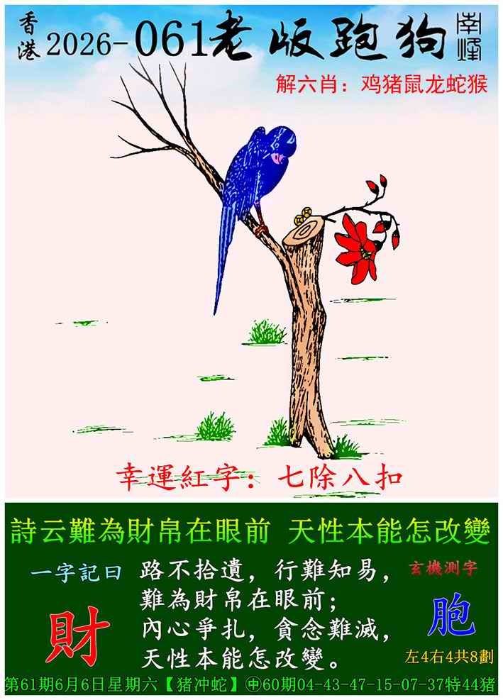 香港挂牌网：061期老版跑狗