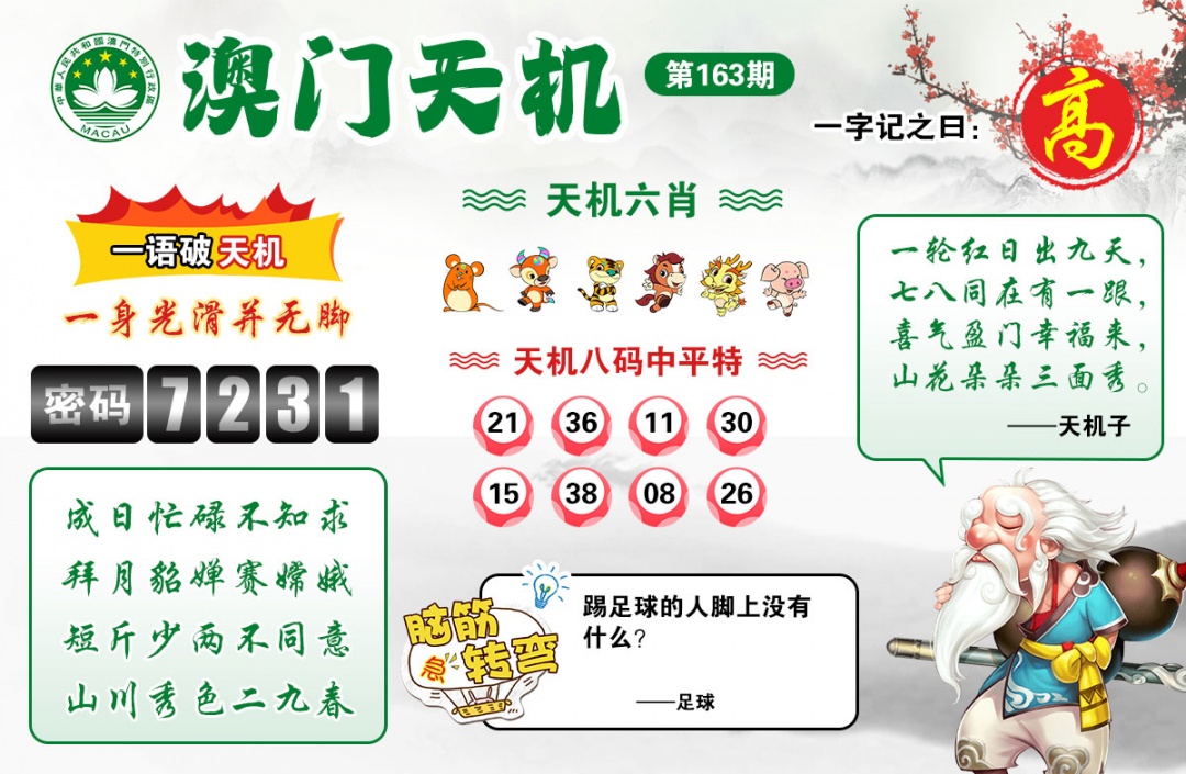澳门跑狗论坛163期：澳门天机