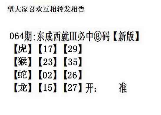 香港六合彩-挂牌系列064期：东成西就
