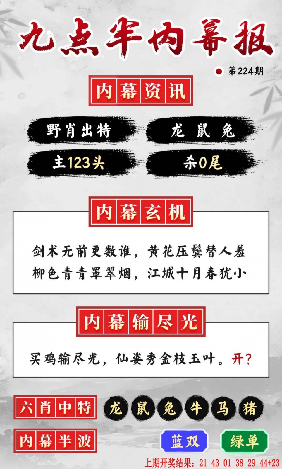 澳门彩色图库224期：九点半内幕报
